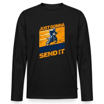Just Gonna Send It American Flag Motocross - Männer Premium Bio Langarmshirt - Schwarz - Vorne - Nico (187cm)