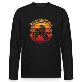 Just Gonna Send It American Flag Motocross - Männer Premium Bio Langarmshirt - Schwarz - Vorne - Nico (187cm)
