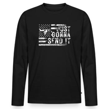 Just Gonna Send It American Flag Motocross - Männer Premium Bio Langarmshirt - Schwarz - Vorne - Nico (187cm)