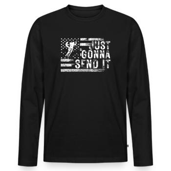 Just Gonna Send It American Flag Motocross - Männer Premium Bio Langarmshirt - Schwarz - Vorne - Nico (187cm)