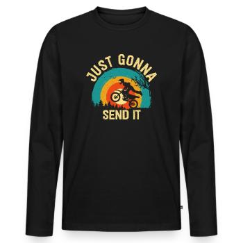 Just Gonna Send It American Flag Motocross - Männer Premium Bio Langarmshirt - Schwarz - Vorne - Nico (187cm)