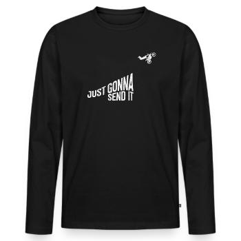 Just Gonna Send It American Flag Motocross - Männer Premium Bio Langarmshirt - Schwarz - Vorne - Nico (187cm)