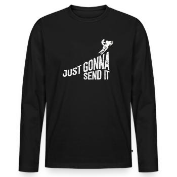 Just Gonna Send It American Flag Motocross - Männer Premium Bio Langarmshirt - Schwarz - Vorne - Nico (187cm)