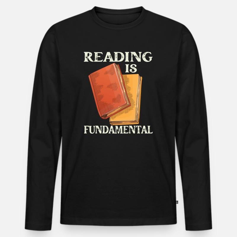 Reading Is Fundamental - Männer Premium Bio Langarmshirt - Schwarz