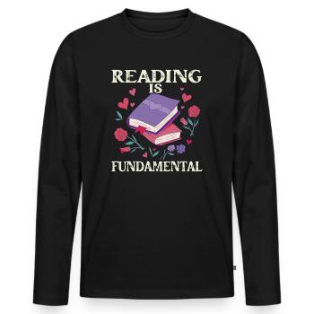 Reading Is Fundamental - Men's Premium Organic Long Sleeve Shirt - black - Front - Nico (187cm)