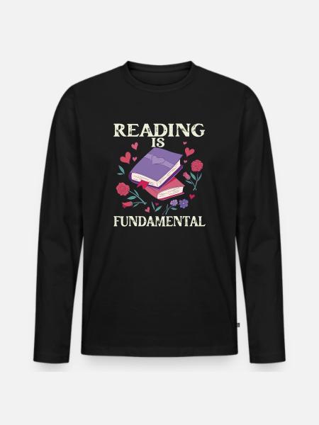 Reading Is Fundamental - Männer Premium Bio Langarmshirt - Schwarz