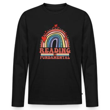 Reading Is Fundamental - Men's Premium Organic Long Sleeve Shirt - black - Front - Nico (187cm)