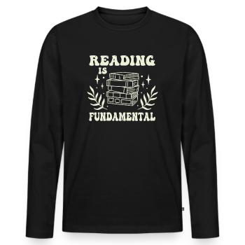 Reading Is Fundamental - Men's Premium Organic Long Sleeve Shirt - black - Front - Nico (187cm)