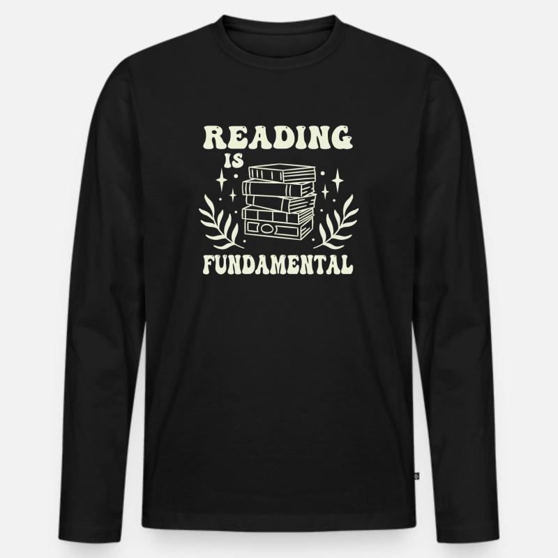 Reading Is Fundamental - Männer Premium Bio Langarmshirt - Schwarz