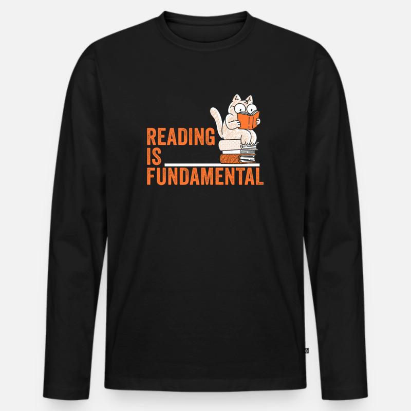 Reading Is Fundamental - Männer Premium Bio Langarmshirt - Schwarz