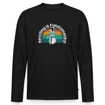 Reading Is Fundamental - Men's Premium Organic Long Sleeve Shirt - black - Front - Nico (187cm)