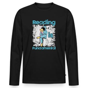 Reading Is Fundamental - Men's Premium Organic Long Sleeve Shirt - black - Front - Nico (187cm)