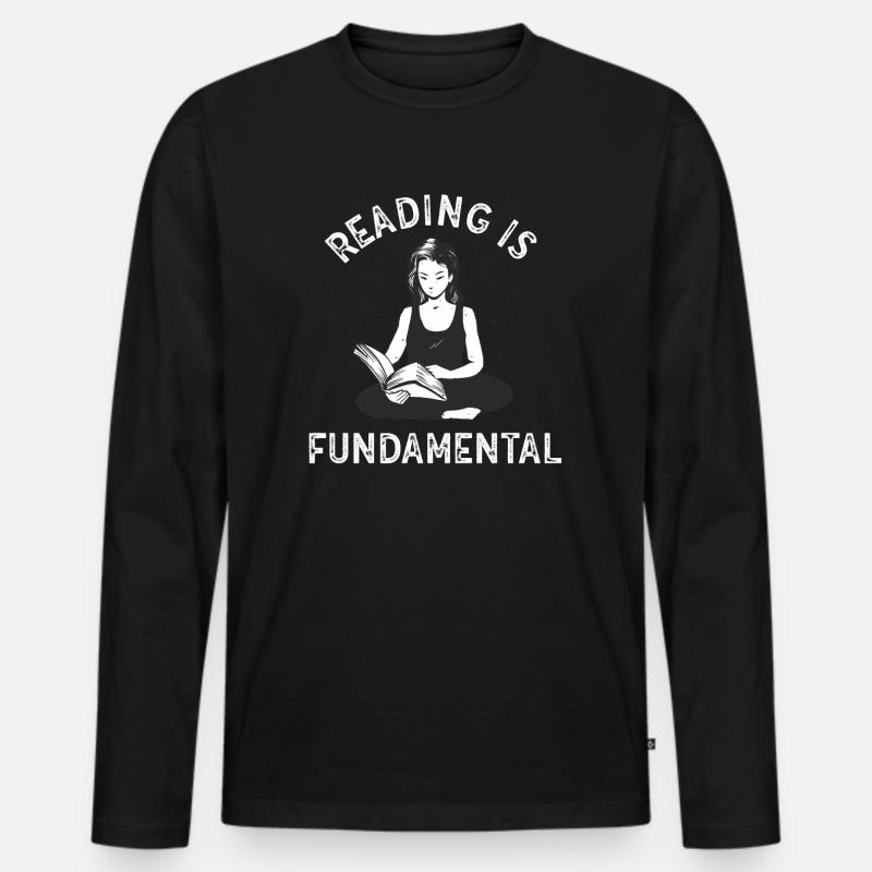Reading Is Fundamental - Männer Premium Bio Langarmshirt - Schwarz