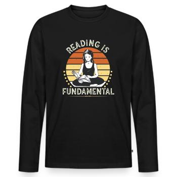 Reading Is Fundamental - Men's Premium Organic Long Sleeve Shirt - black - Front - Nico (187cm)