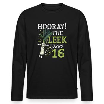 16th Bday Hooray The Leek Turns 16 Years Old - Männer Premium Bio Langarmshirt - Schwarz - Vorne - Nico (187cm)