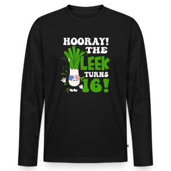 16ème jour BHooray Le poireau a 16 ans - T-shirt manches longues Premium bio Homme - noir - Devant - Nico (187cm)
