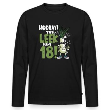 Adult 18th Bday Hooray The Leek Turns 18 Years Old - Männer Premium Bio Langarmshirt - Schwarz - Vorne - Nico (187cm)
