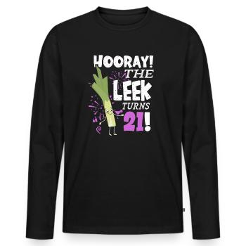 21th Bday Hooray The Leek Turns 21 Years Old - Men's Premium Organic Long Sleeve Shirt - black - Front - Nico (187cm)