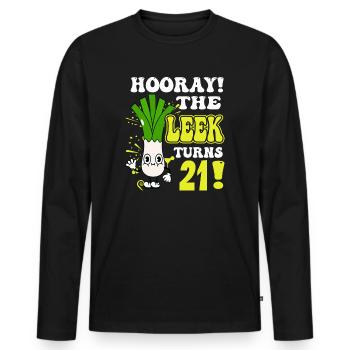 21th Bday Hooray The Leek Turns 21 Years Old - Männer Premium Bio Langarmshirt - Schwarz - Vorne - Nico (187cm)