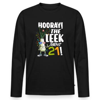 21th Bday Hooray The Leek Turns 21 Years Old - Men's Premium Organic Long Sleeve Shirt - black - Front - Nico (187cm)