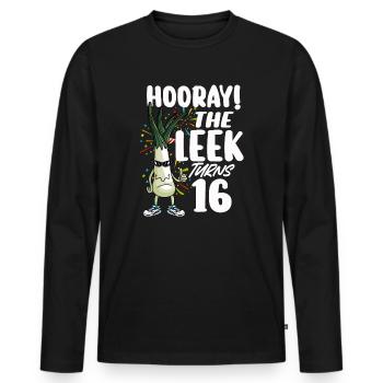 16ème jour BHooray Le poireau a 16 ans - T-shirt manches longues Premium bio Homme - noir - Devant - Nico (187cm)