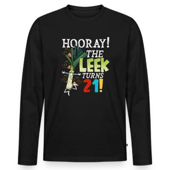 21th Bday Hooray The Leek Turns 21 Years Old - Men's Premium Organic Long Sleeve Shirt - black - Front - Nico (187cm)
