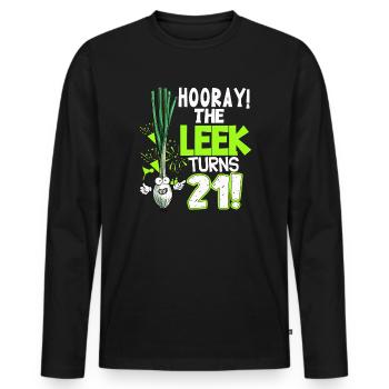 21th Bday Hooray The Leek Turns 21 Years Old - Men's Premium Organic Long Sleeve Shirt - black - Front - Nico (187cm)