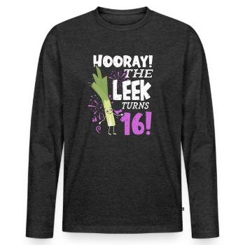16th Bday Hooray The Leek Turns 16 Years Old - Männer Premium Bio Langarmshirt - Anthrazit meliert - Vorne - Nico (187cm)