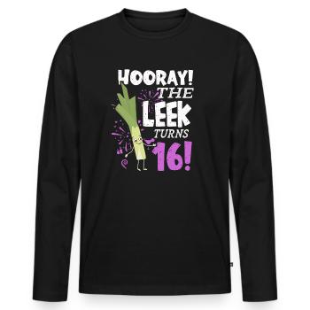 16ème jour BHooray Le poireau a 16 ans - T-shirt manches longues Premium bio Homme - noir - Devant - Nico (187cm)