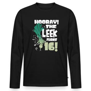 16ème jour BHooray Le poireau a 16 ans - T-shirt manches longues Premium bio Homme - noir - Devant - Nico (187cm)