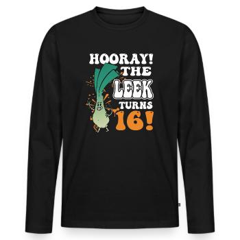 16ème jour BHooray Le poireau a 16 ans - T-shirt manches longues Premium bio Homme - noir - Devant - Nico (187cm)