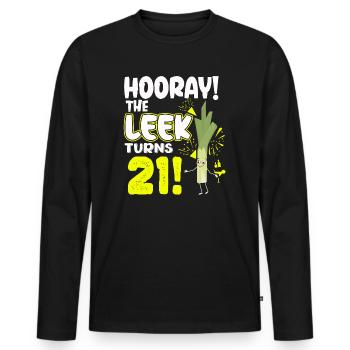 21th Bday Hooray The Leek Turns 21 Years Old - Men's Premium Organic Long Sleeve Shirt - black - Front - Nico (187cm)