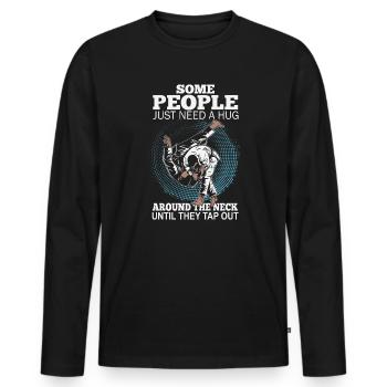 Certaines personnes ont juste besoin d’un combattant en cage câlin - T-shirt manches longues Premium bio Homme - noir - Devant - Nico (187cm)