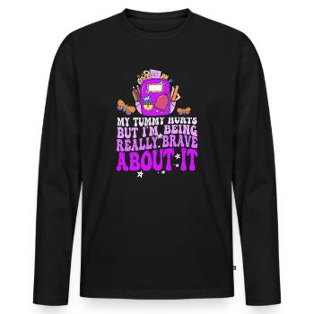My Tummy Hurts But I'm Being Really Brave About It - Men's Premium Organic Long Sleeve Shirt - black - Front - Nico (187cm)