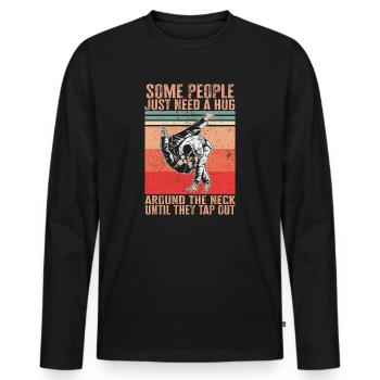 Certaines personnes ont juste besoin d’un combattant en cage câlin - T-shirt manches longues Premium bio Homme - noir - Devant - Nico (187cm)