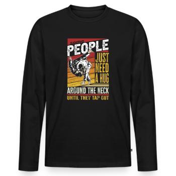 Certaines personnes ont juste besoin d’un combattant en cage câlin - T-shirt manches longues Premium bio Homme - noir - Devant - Nico (187cm)