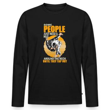 Certaines personnes ont juste besoin d’un combattant en cage câlin - T-shirt manches longues Premium bio Homme - noir - Devant - Nico (187cm)