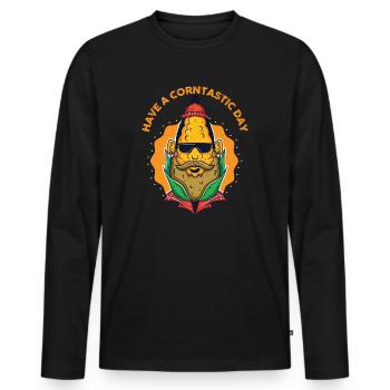 Passez une journée Corntastic - T-shirt manches longues Premium bio Homme - noir - Devant - Nico (187cm)