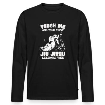 Touchez-moi et votre première leçon de Jiu Jitsu est gratuite - T-shirt manches longues Premium bio Homme - noir - Devant - Nico (187cm)
