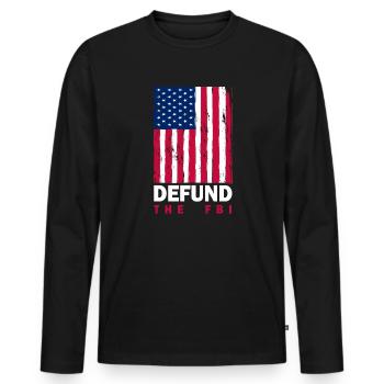 Defund the FBI Anti-Government Political American - Men's Premium Organic Long Sleeve Shirt - black - Front - Nico (187cm)