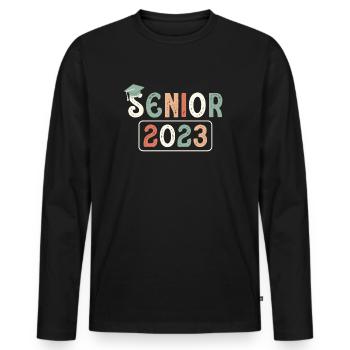 Senior 2023 Dabbing Dab de 2023 Seniors Graduation - T-shirt manches longues Premium bio Homme - noir - Devant - Nico (187cm)