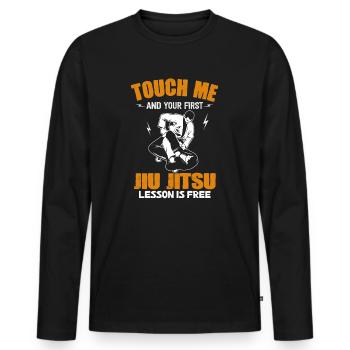 Touchez-moi et votre première leçon de Jiu Jitsu est gratuite - T-shirt manches longues Premium bio Homme - noir - Devant - Nico (187cm)