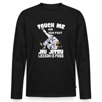 Touchez-moi et votre première leçon de Jiu Jitsu est gratuite - T-shirt manches longues Premium bio Homme - noir - Devant - Nico (187cm)