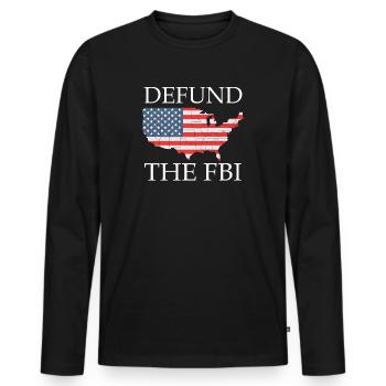 Defund the FBI Anti-Government Political American - Men's Premium Organic Long Sleeve Shirt - black - Front - Nico (187cm)
