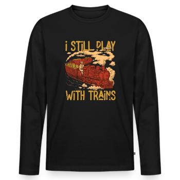 I Still Play With Trains Locomotive Engine Drivers - Männer Premium Bio Langarmshirt - Schwarz - Vorne - Nico (187cm)