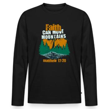 Christian Faith Can Move Mountains Jesus Christ - Männer Premium Bio Langarmshirt - Schwarz - Vorne - Nico (187cm)