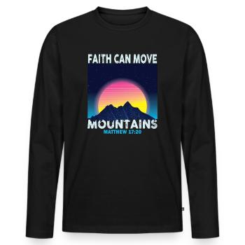 Christian Faith Can Move Mountains Jesus Christ - Men's Premium Organic Long Sleeve Shirt - black - Front - Nico (187cm)