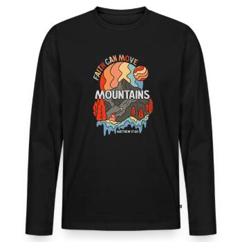 Christian Faith Can Move Mountains Jesus Christ - Männer Premium Bio Langarmshirt - Schwarz - Vorne - Nico (187cm)