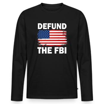 Defund the FBI Anti-Government Political American - Men's Premium Organic Long Sleeve Shirt - black - Front - Nico (187cm)