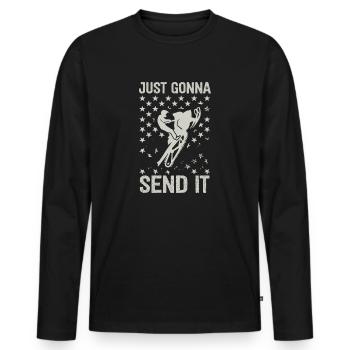 Just Gonna Send It American Flag Jet Ski - Männer Premium Bio Langarmshirt - Schwarz - Vorne - Nico (187cm)